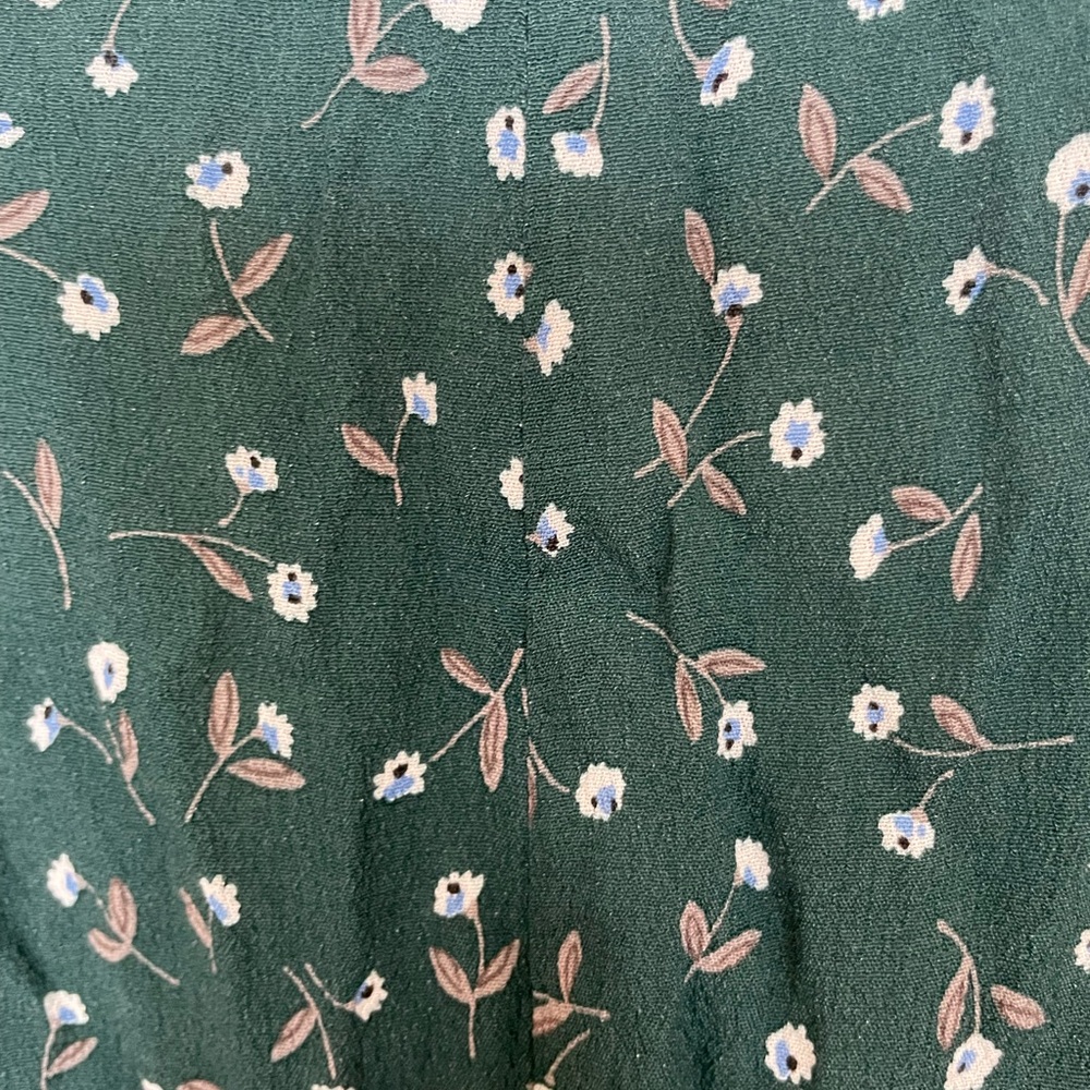 Brandy Melville Dark Green Mini Wrap Dress with White Floral Print - Picture 5 of 5
